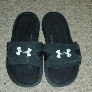 Under Armour Black and White Slide Sandals